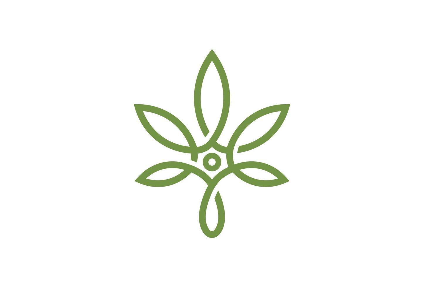 cbd cannabis marihuana pot hennepblad met lijnstijl logo-ontwerp vector