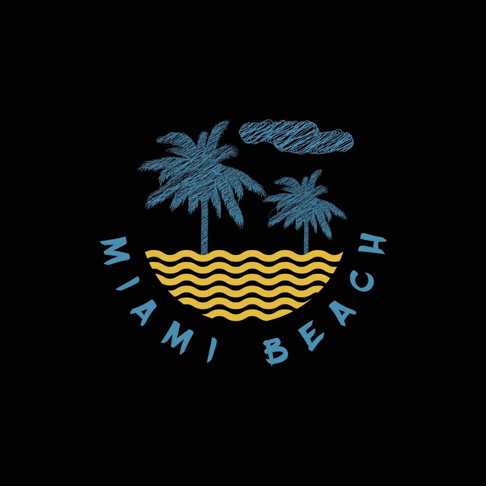 Miami strand illustratie typografie t-shirt ontwerp vector