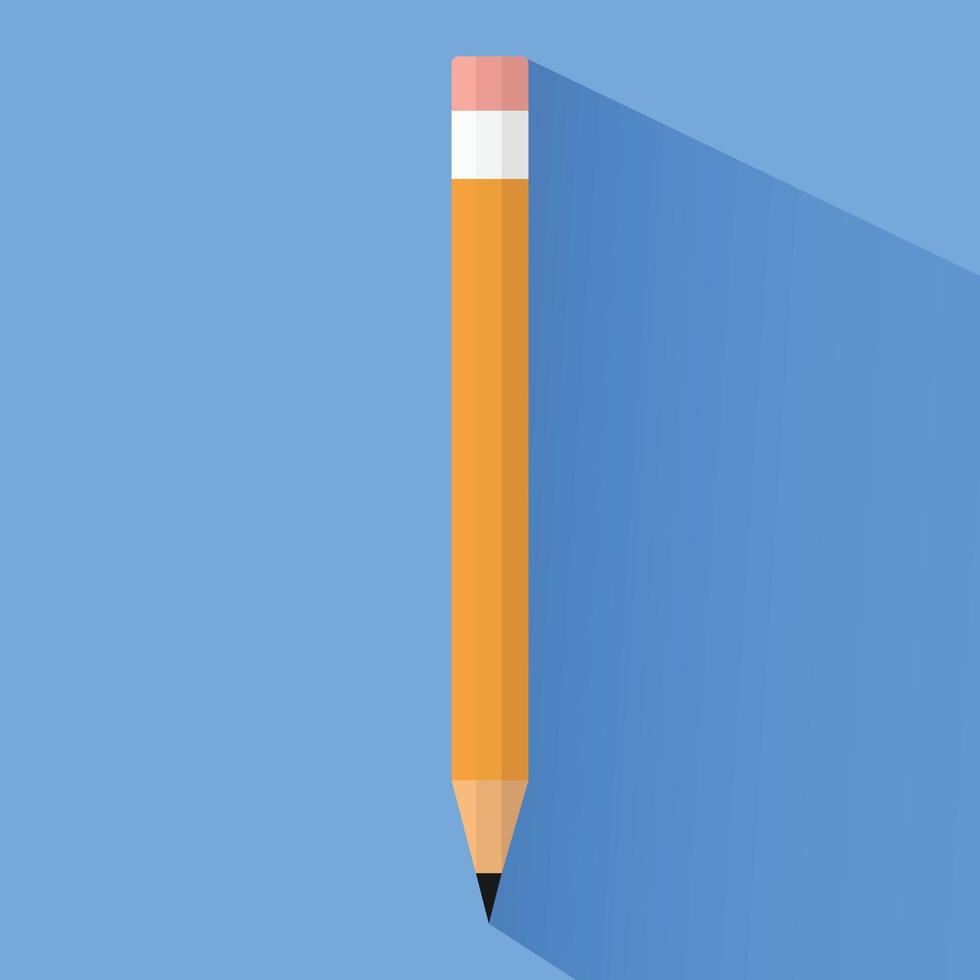 potlood met schaduw vector platte pictogram, gekleurde achtergrond. illustratie voor ontwerp. schoolspullen