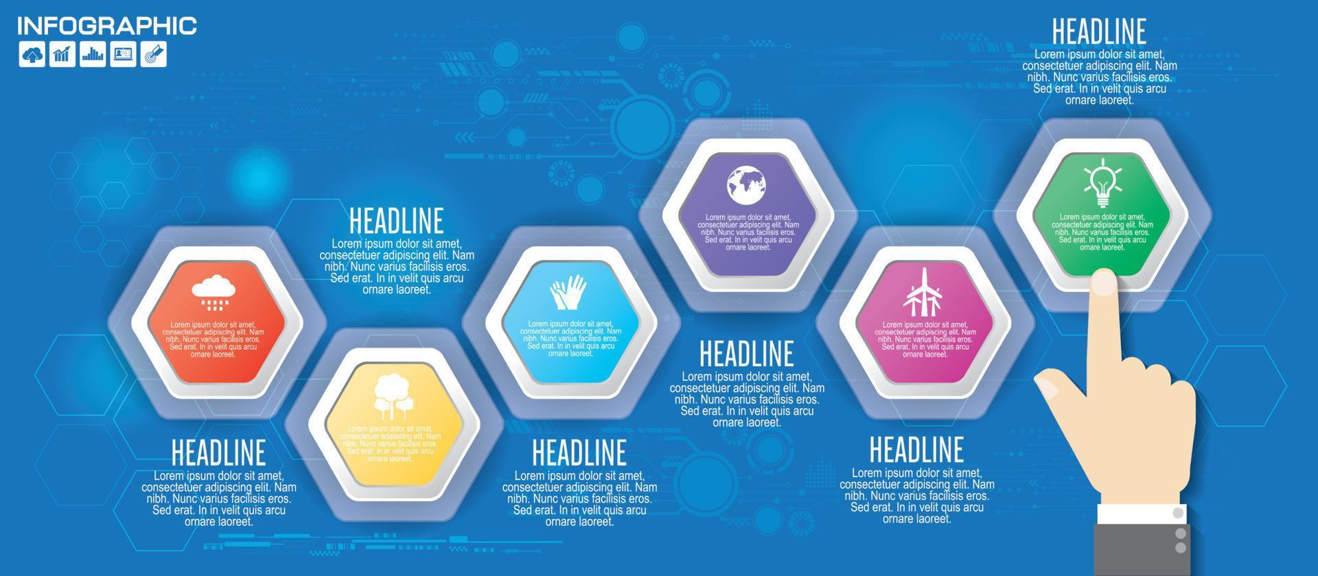 bedrijfsconcept met 5 opties, onderdelen, stappen of processen. kan worden gebruikt voor werkstroomlay-out, diagram, nummeropties, webdesign. vector