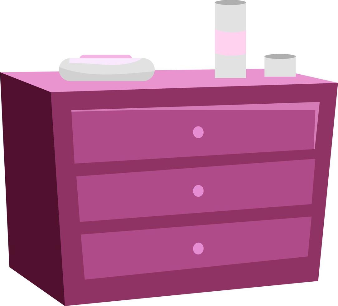 commode met babyaccessoires semi-egale kleur vectorobject. kinderkamer meubels. full-size item op wit. kinderkamer eenvoudige cartoon-stijl illustratie voor web grafisch ontwerp en animatie vector