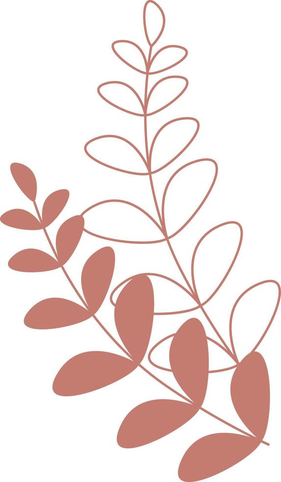 takken met bladeren semi-egale kleur vector decor element. flora en plantkunde. natuur. full-size item op wit. planten eenvoudige cartoon-stijl illustratie voor web grafisch ontwerp en animatie