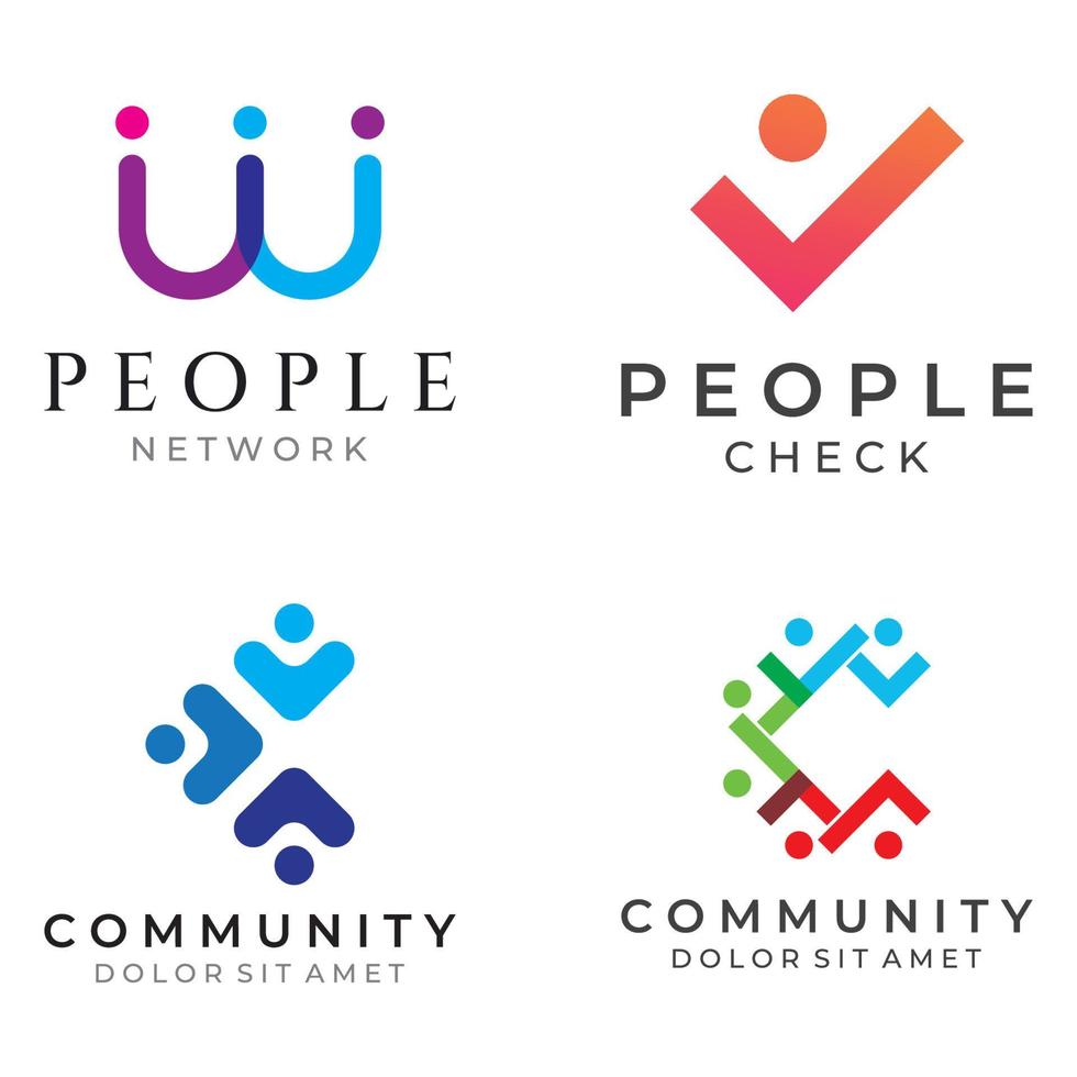 community-logo , community-netwerk en people check.logos voor teams of groepen , kleuterscholen en bedrijven. met het bewerken van vectorillustraties. vector