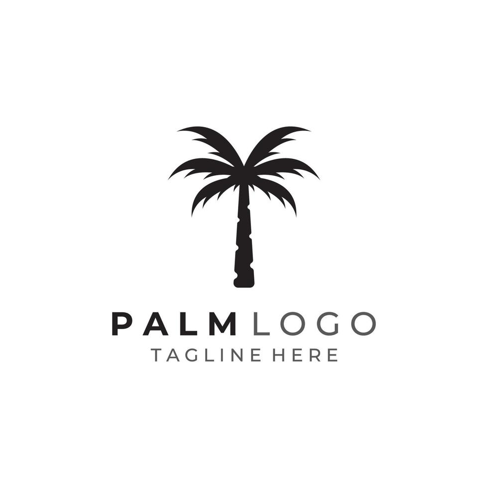 palmboomlogo, palm met golven en zon. met behulp van het bewerken van illustratorsjabloonontwerp. vector