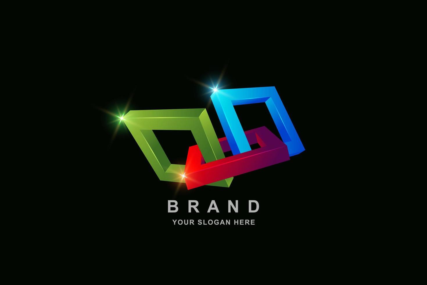 3d frame vierkant logo ontwerpsjabloon vector