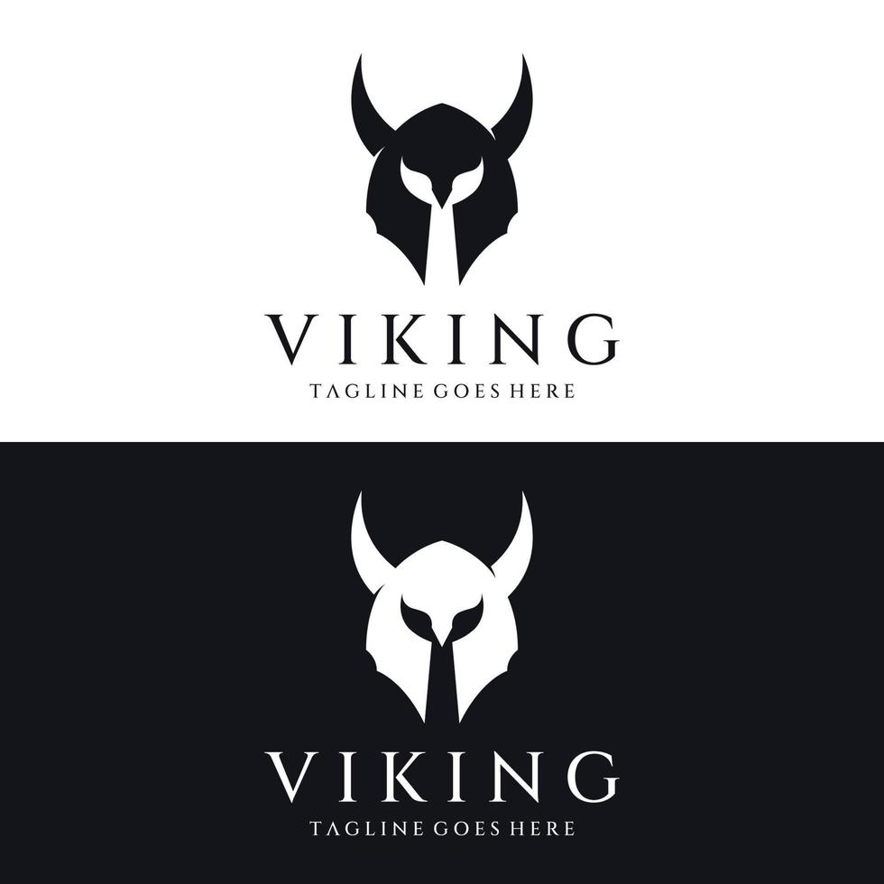 Viking krijger helm logo met gehoornde helm en Viking met de letter v. het logo kan worden gebruikt voor boten, sport en anderen. vector