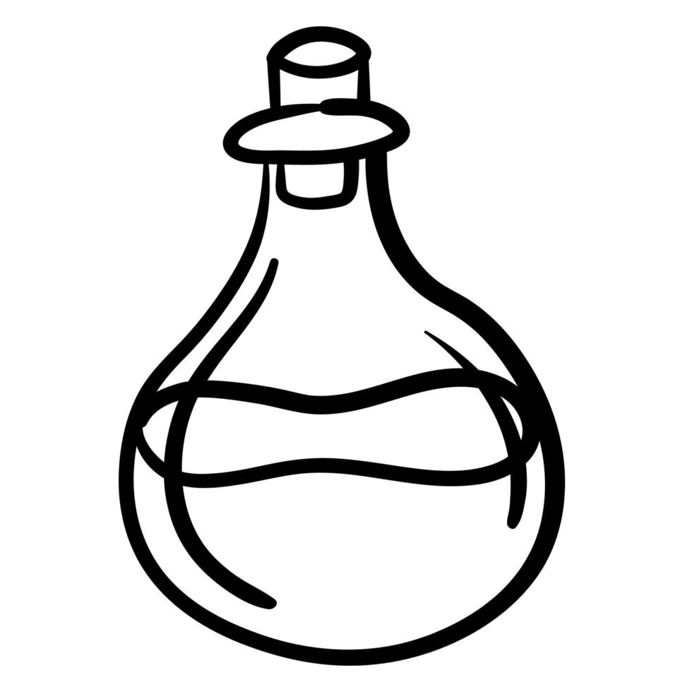 doodle sticker alchemistische drankjes en kolven vector