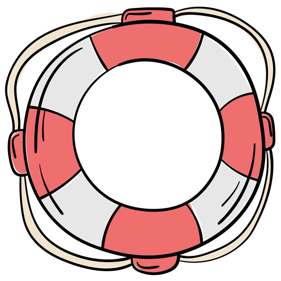 doodle sticker reddingsboei voor strandwachten vector