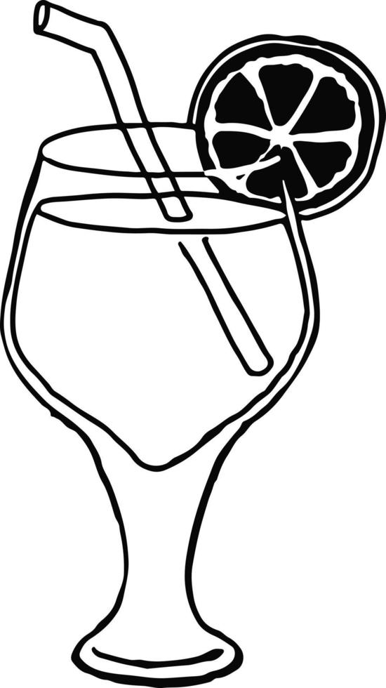 glas met cocktail en fruit. vector