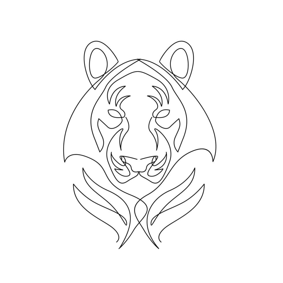 tijger continu één lijntekening vectorontwerp vector