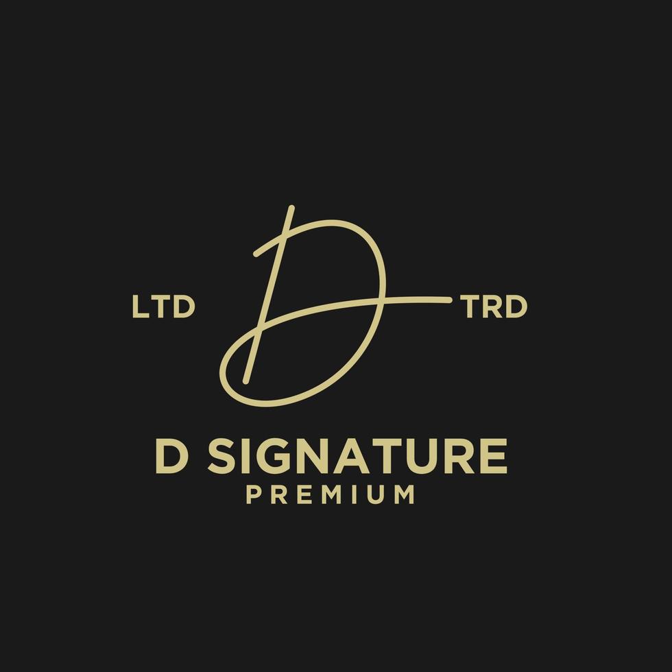 handtekening letter d hand schrijven logo ontwerp vector