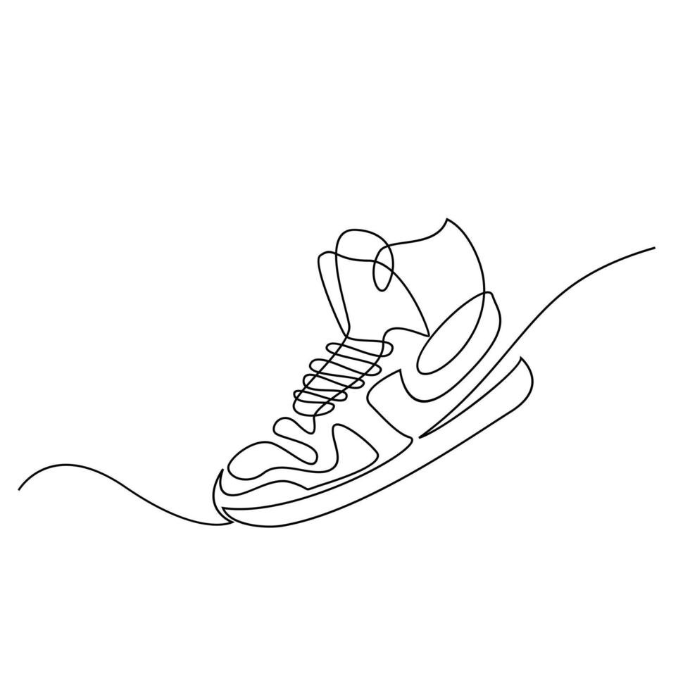 vector doorlopende lijntekening sneakers