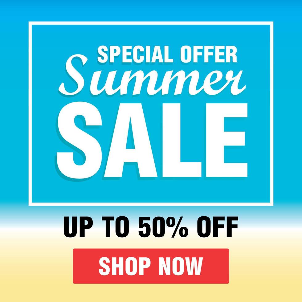 speciale aanbieding zomer sale. zomer verkoop ontwerp met 50 korting. zomer verkoop banner. poster, flayer vector