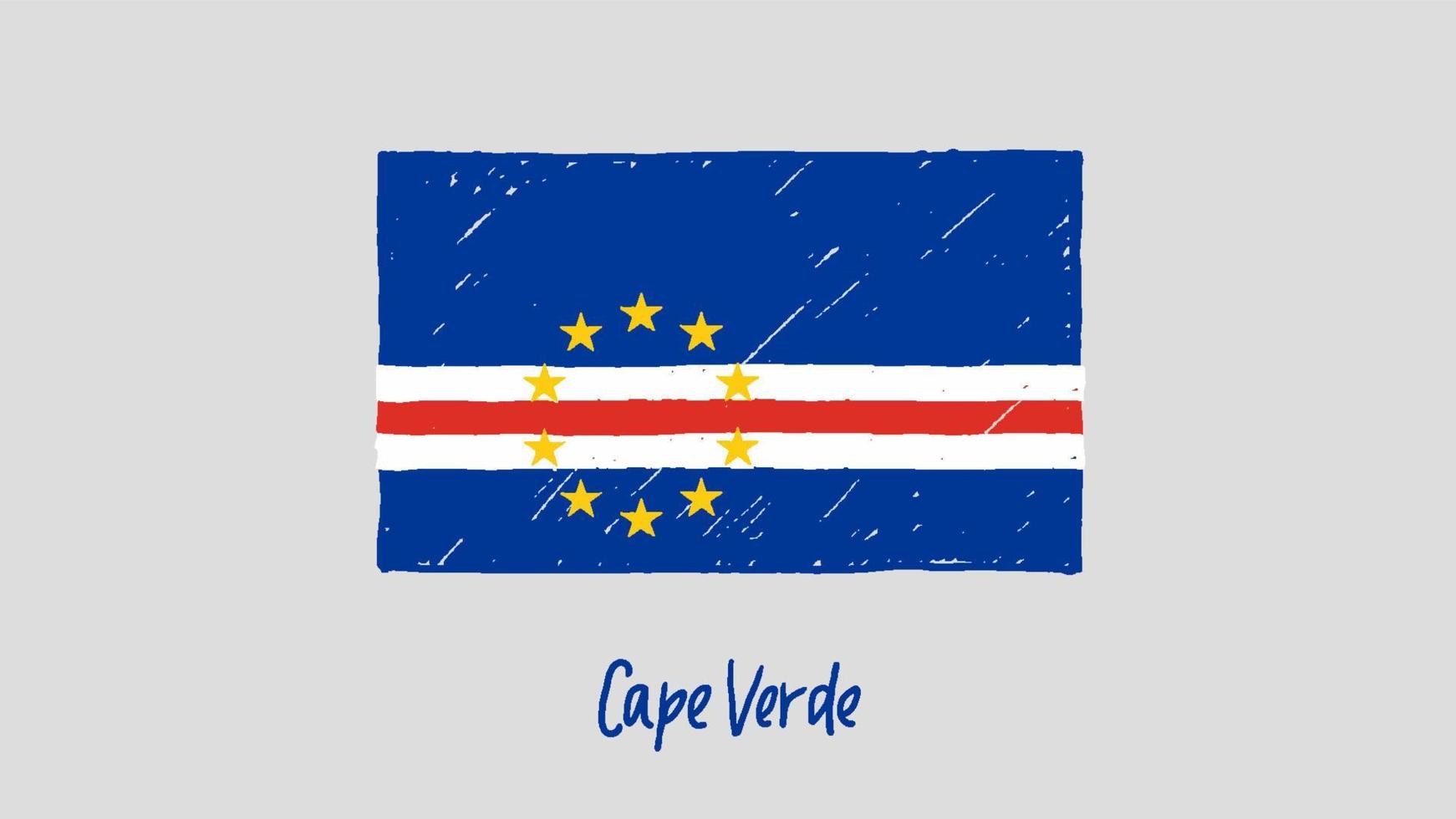 Kaapverdië vlag marker of potlood schets illustratie vector