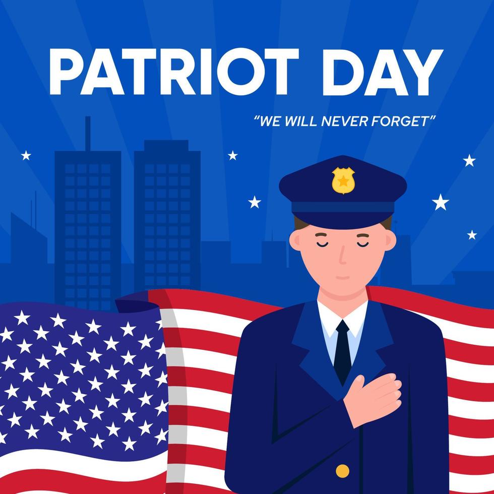 patriot day 911 vieringsdag voor post of wenskaart op sociale media vector