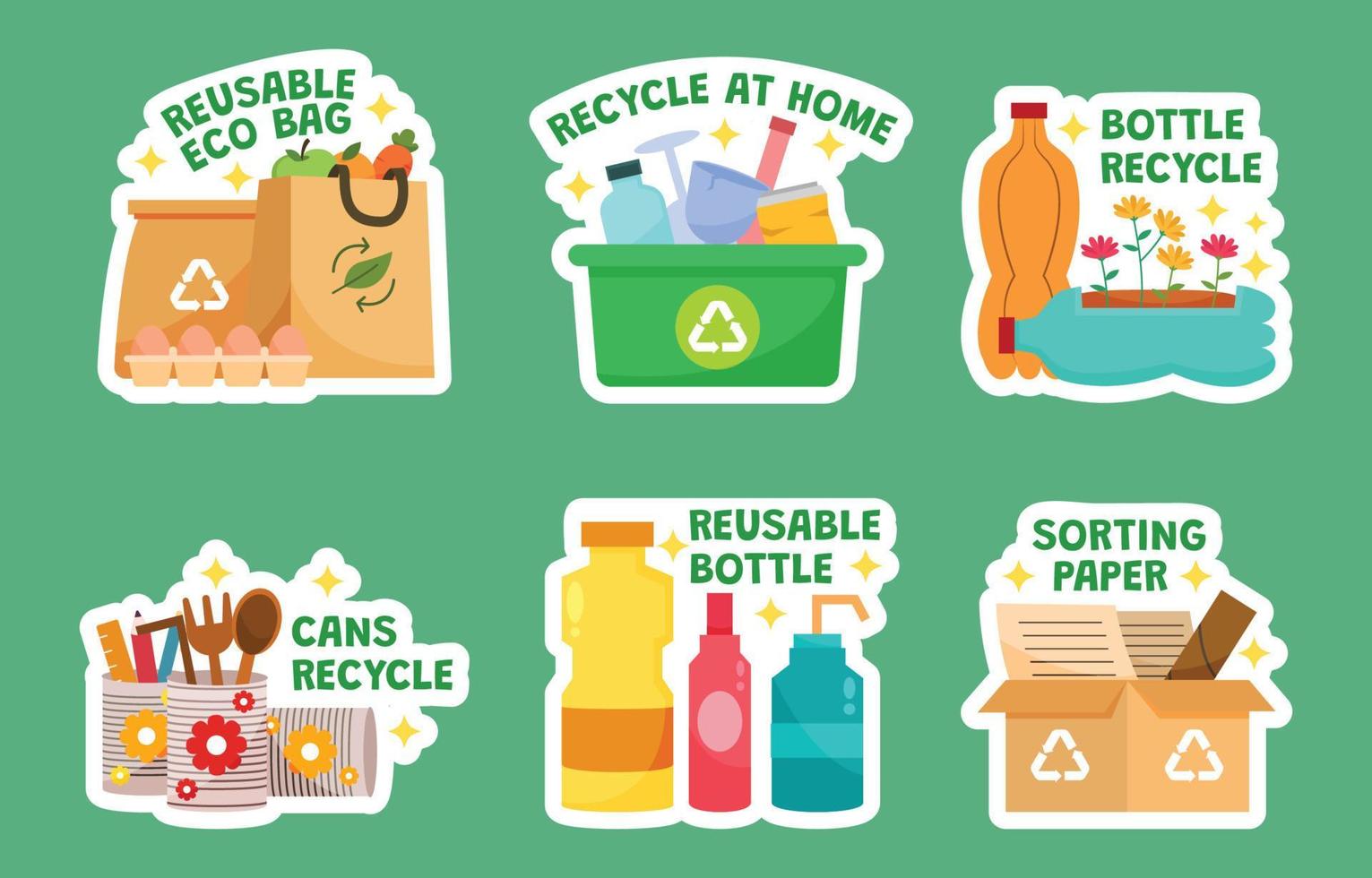 recycling stickerset vector