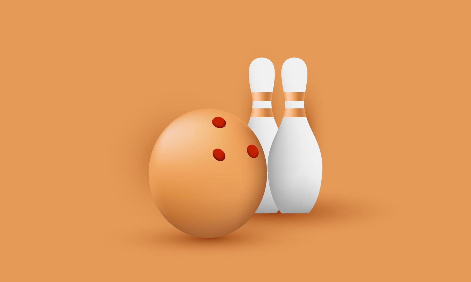 uniek 3D-oranje bowling staking minimaal pictogram ontwerp geïsoleerd op vector