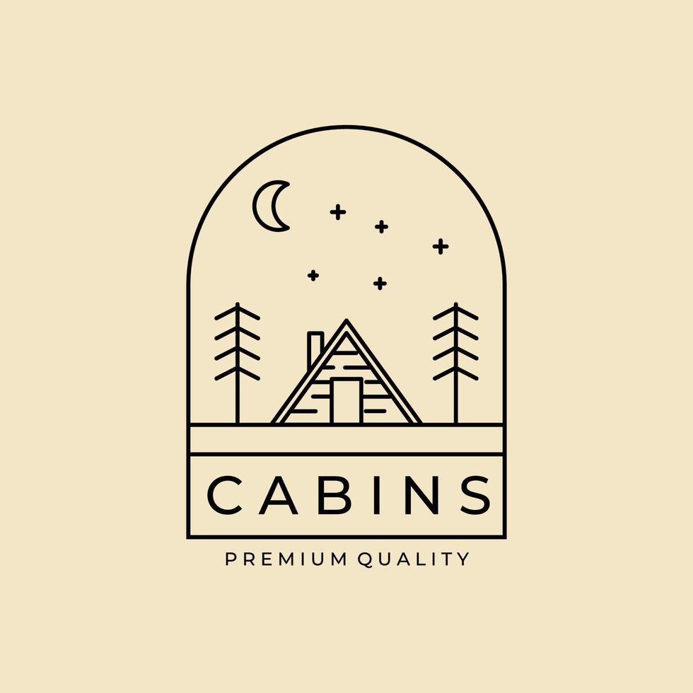 cabine minimalistische lijn art badge logo sjabloon vector illustratie ontwerp