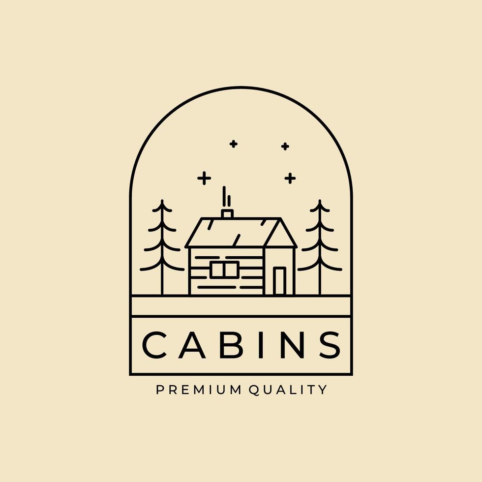 cabine minimalistische lijn art badge logo vector sjabloon illustratie ontwerp