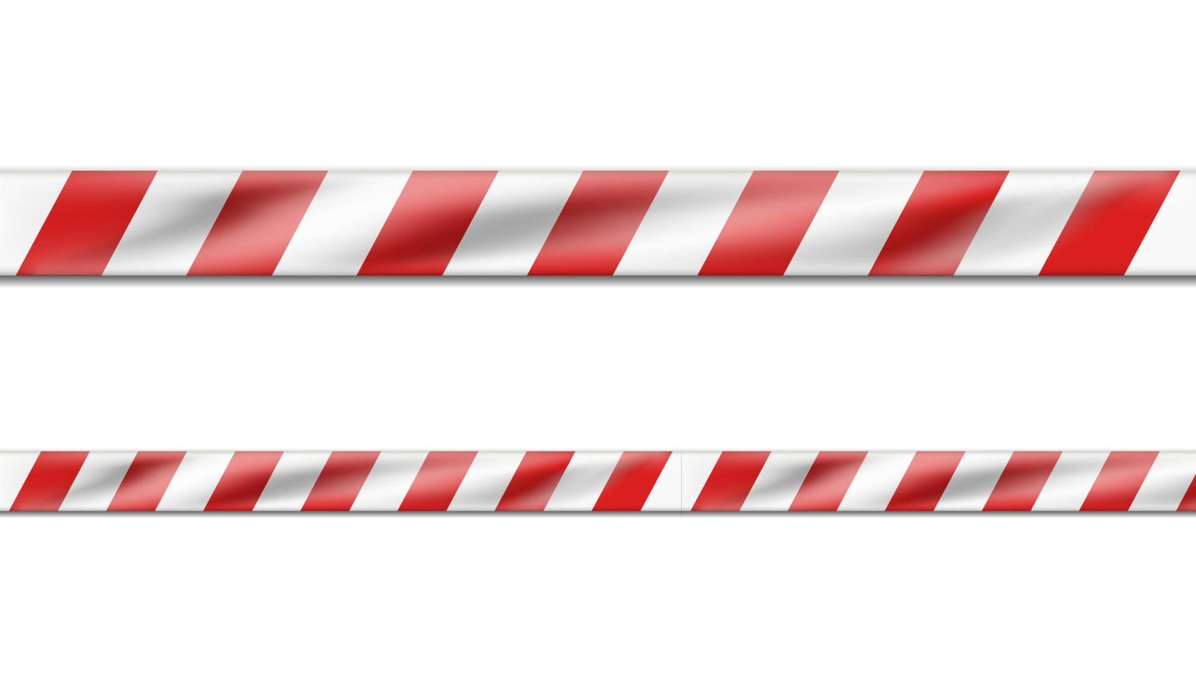 naadloze 3D-realistische vector gevaar wit en rood gestreept lint, voorzichtigheidstape van waarschuwingsborden voor plaats delict of bouwgebied. geïsoleerd op wit.