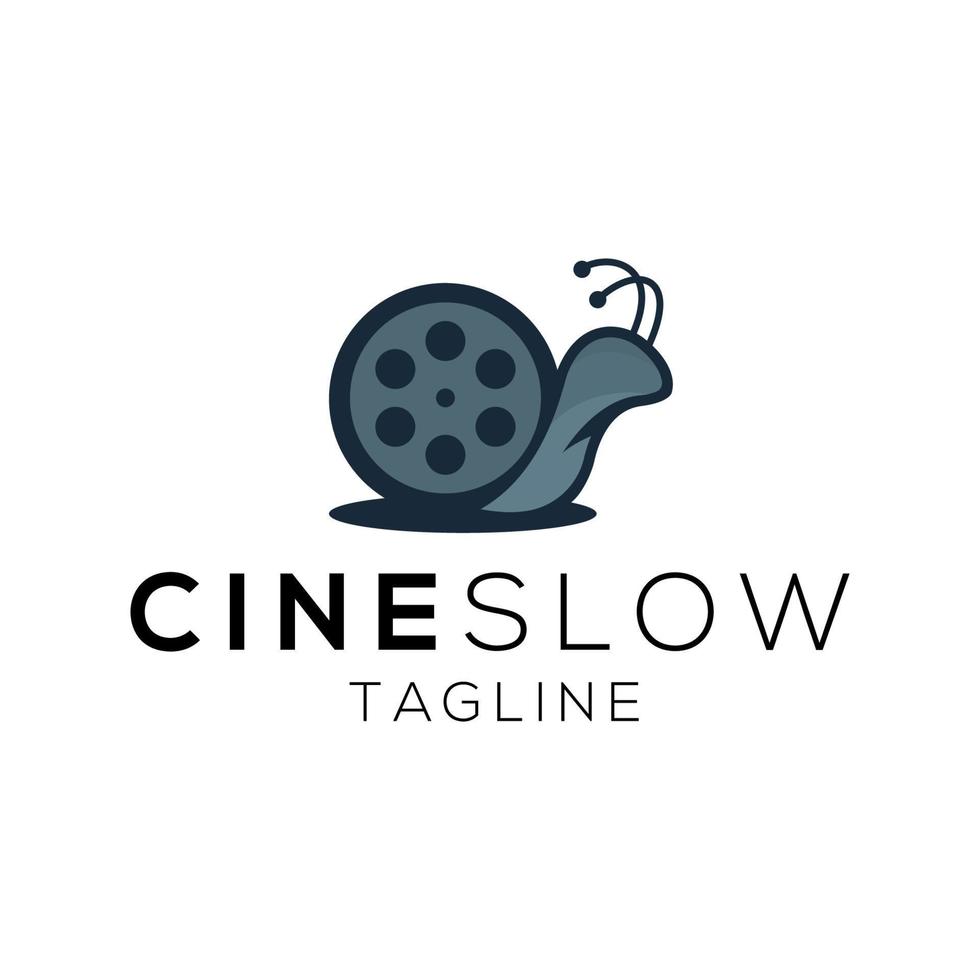 slak en film tape logo ontwerpsjabloon met cartoon-stijl vector