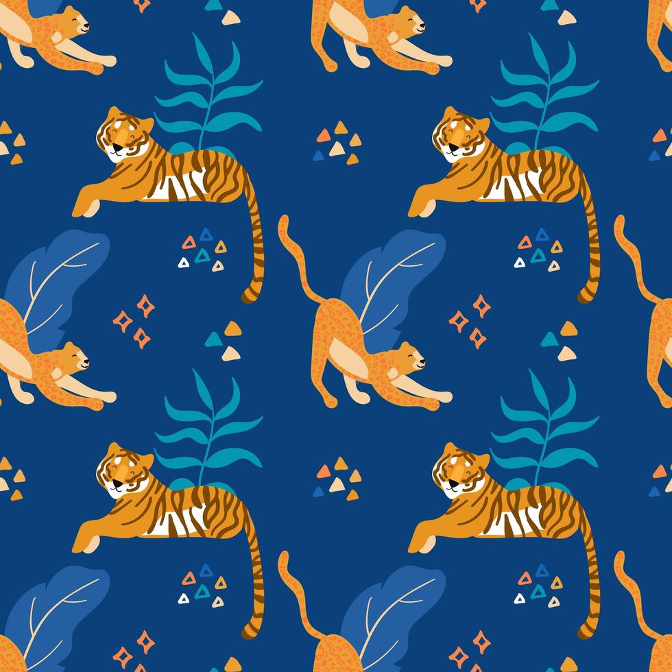 tijgers en cheeta's wilde katten naadloos patroon vector