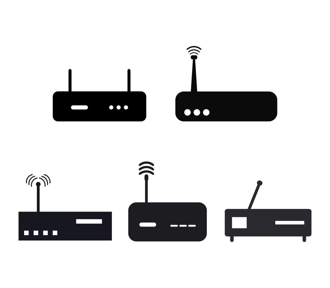 set van router iconen in het zwart vector