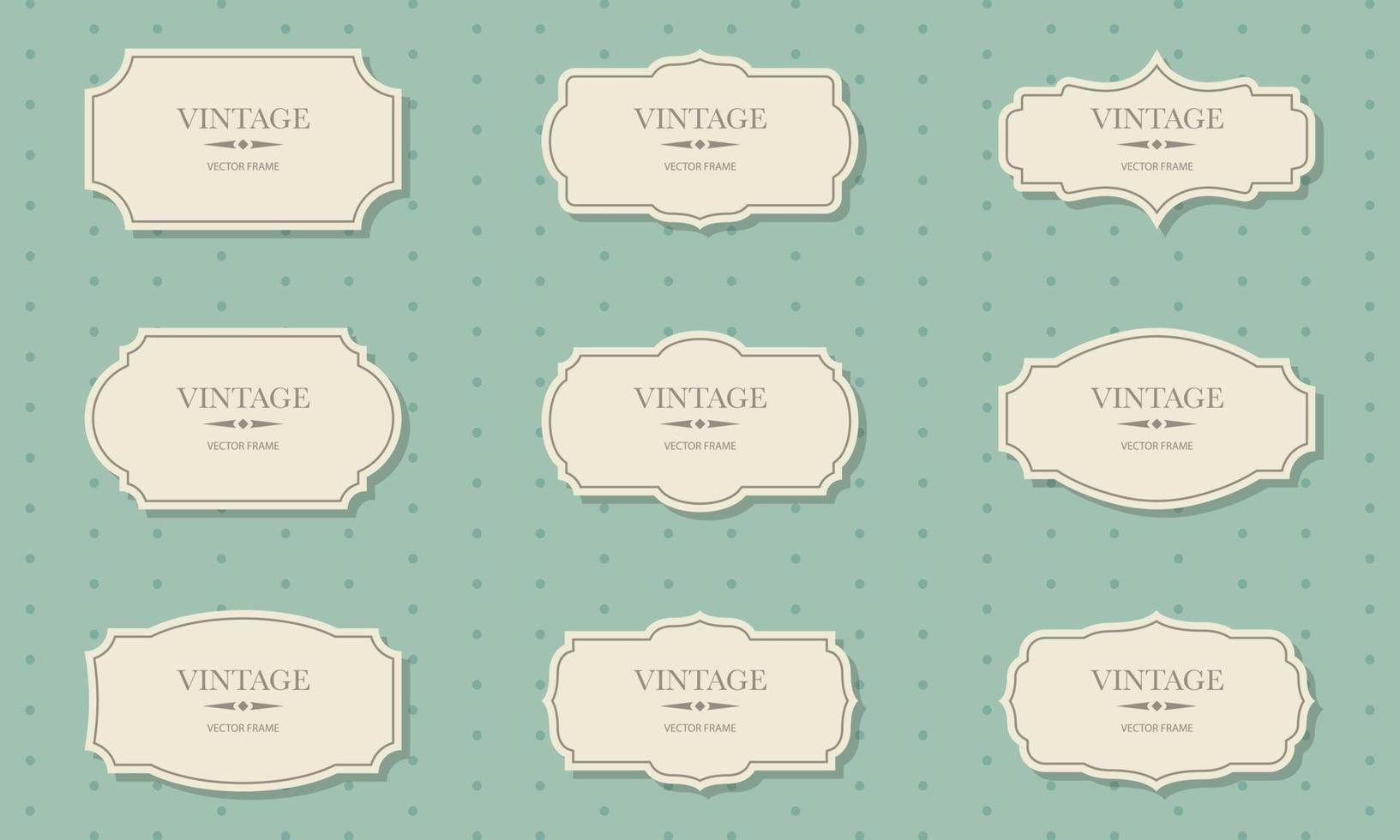 verzameling klassieke retro frames op oude achtergrond. set sjabloon vintage Victoriaanse randen. elegante frames in verschillende vormen met luxe ornament. geïsoleerde vectorillustratie. vector