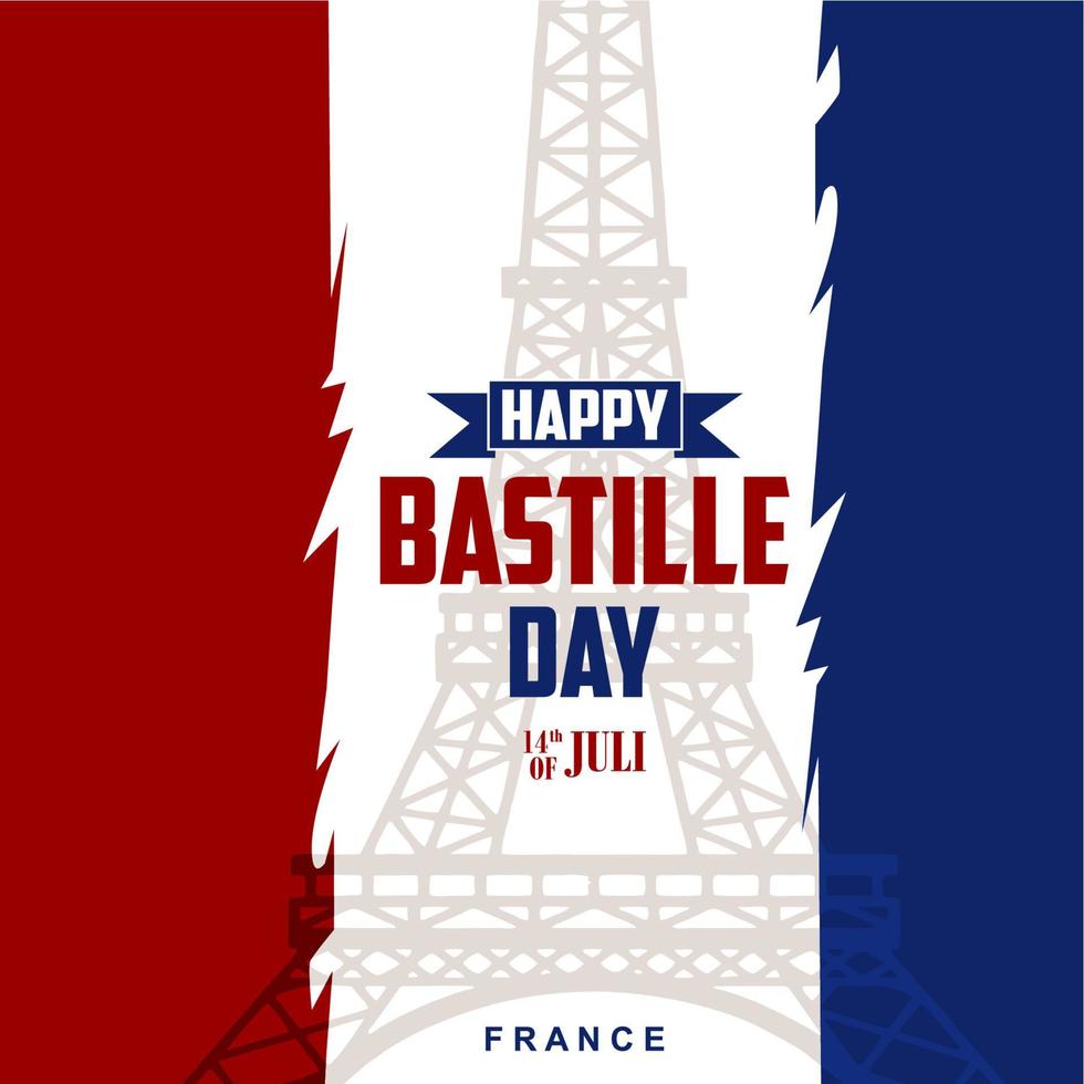 Frankrijk. 14 juli. fijne bastille-dag. creatieve vectorillustratie, kaart, banner of poster voor de Franse nationale feestdag. vector