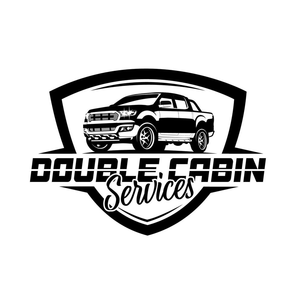 badge logo vector dubbele cabine pick-up, gebruikt voor het logo van een autoservicebedrijf.
