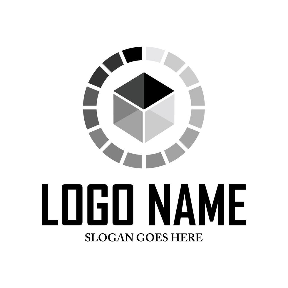 logo laadpictogram symbool met een kubus op een witte achtergrond, gebruikt voor logo's van technologiebedrijven vector