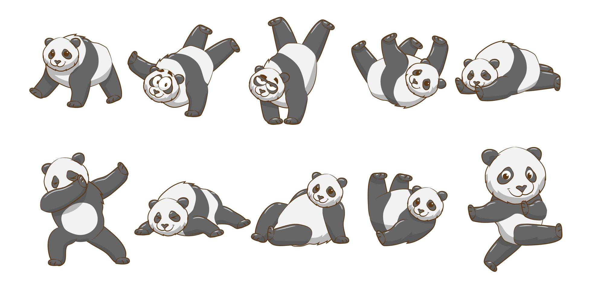 cartoon panda set vector