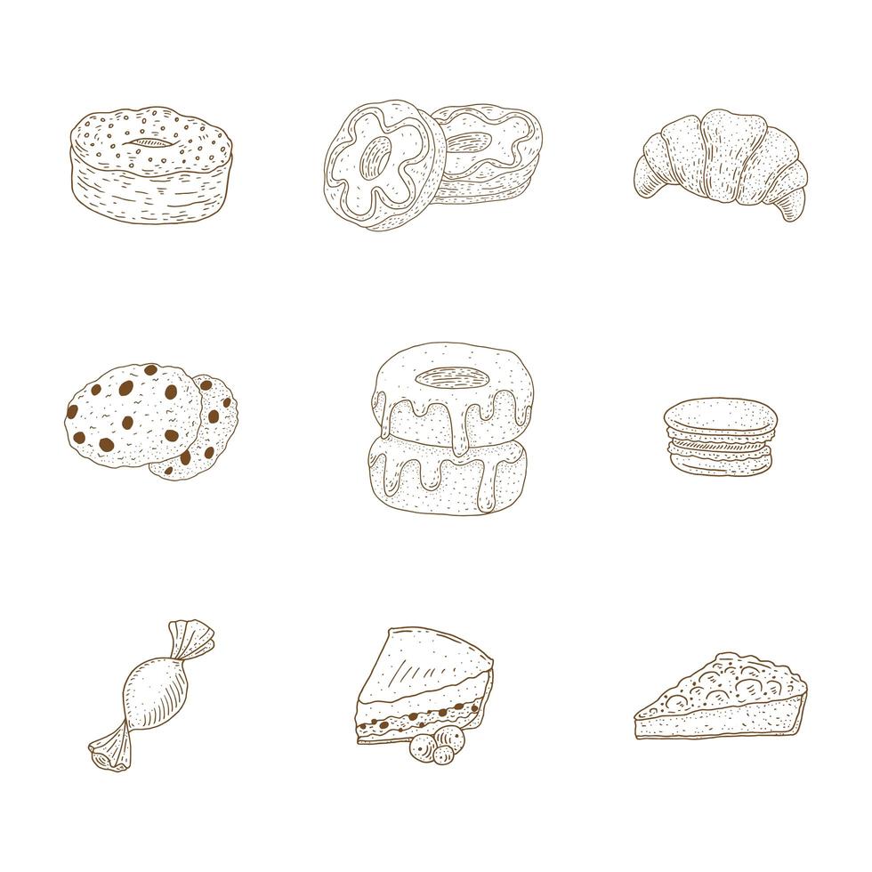 vintage desserts collectie vector