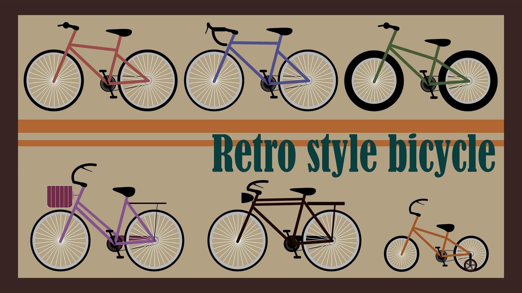 set van retro-stijl fietsen vector