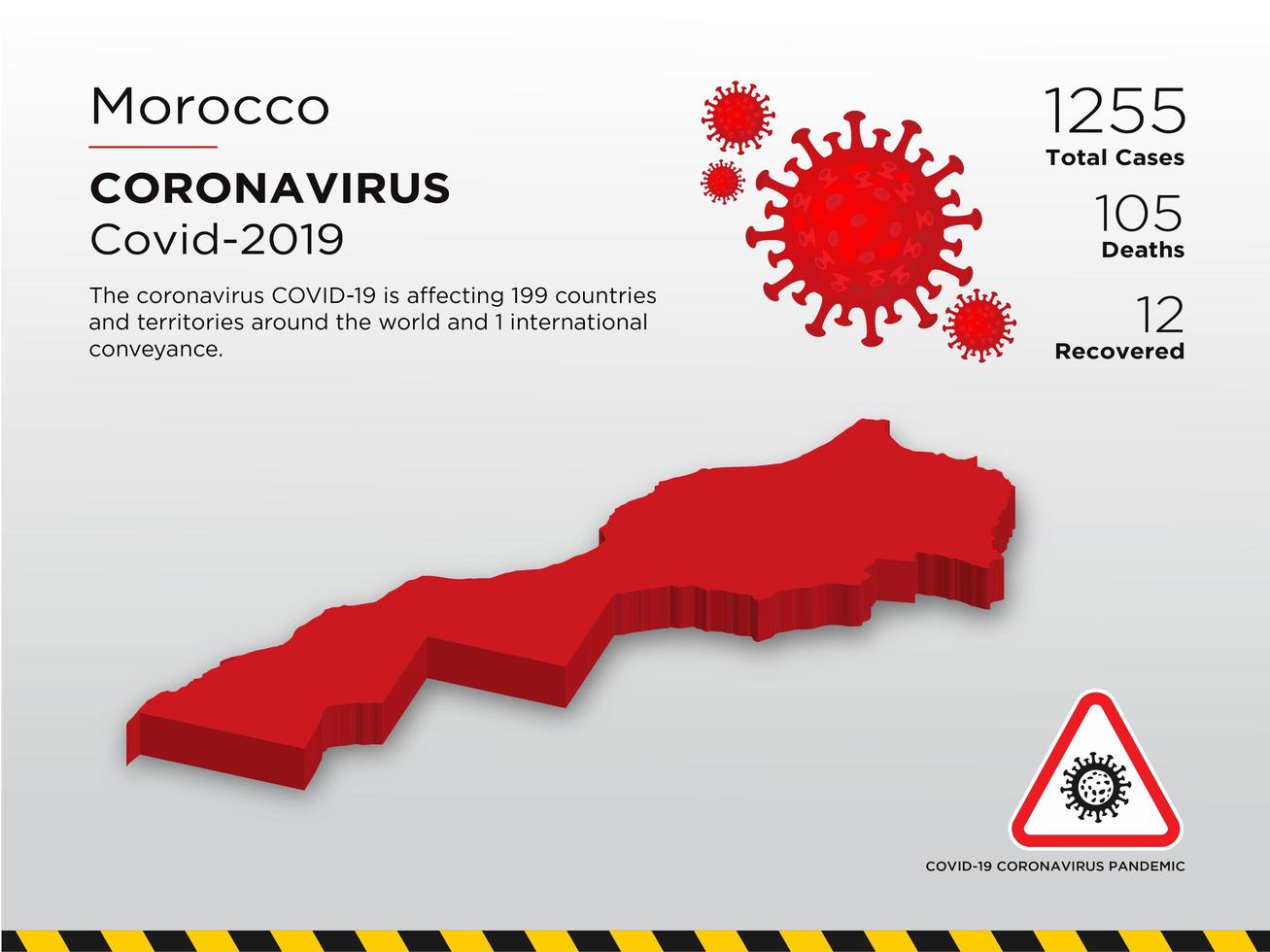 marokko getroffen landkaart van coronavirus vector