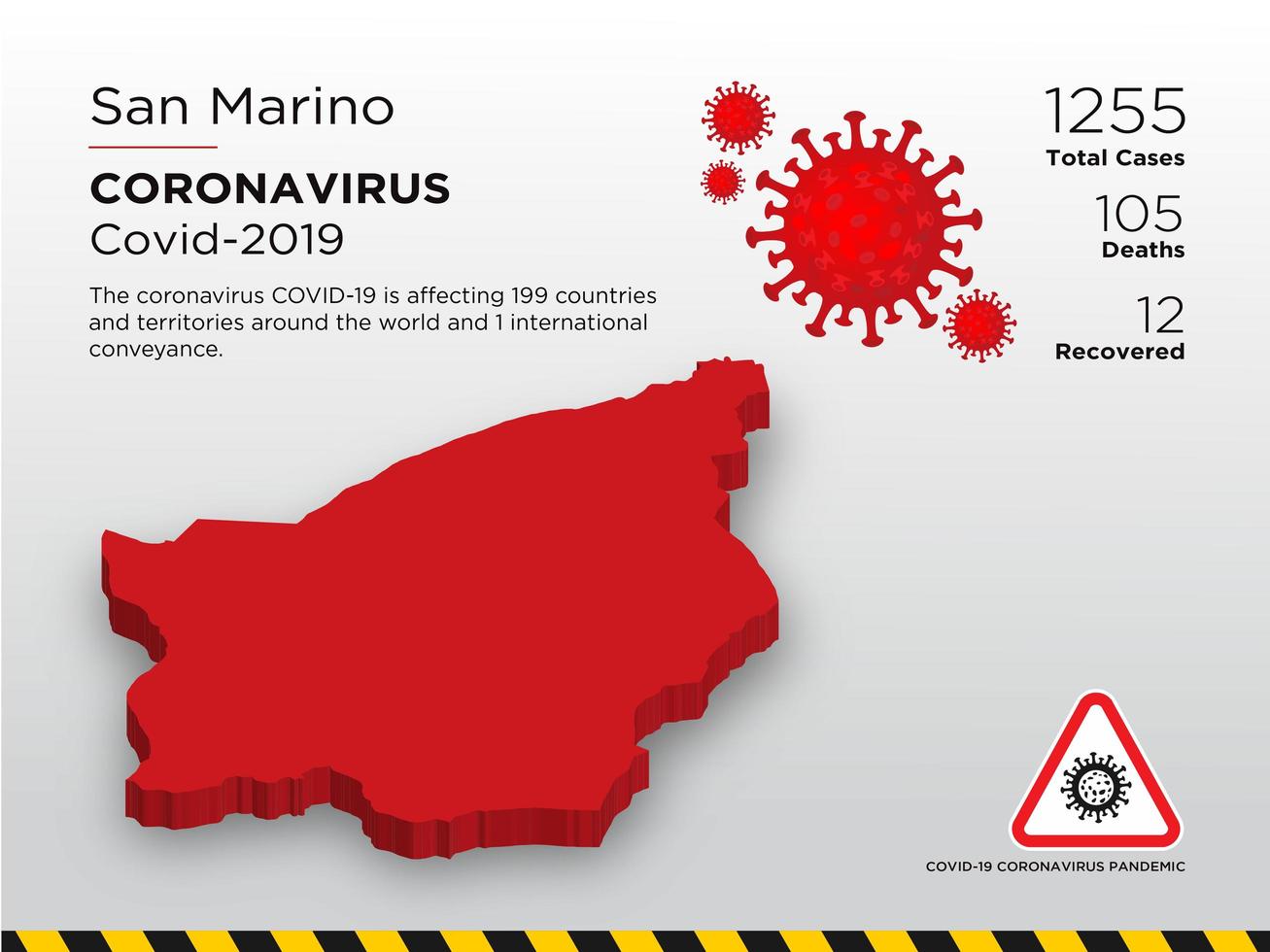 San marino getroffen landkaart van coronavirus vector