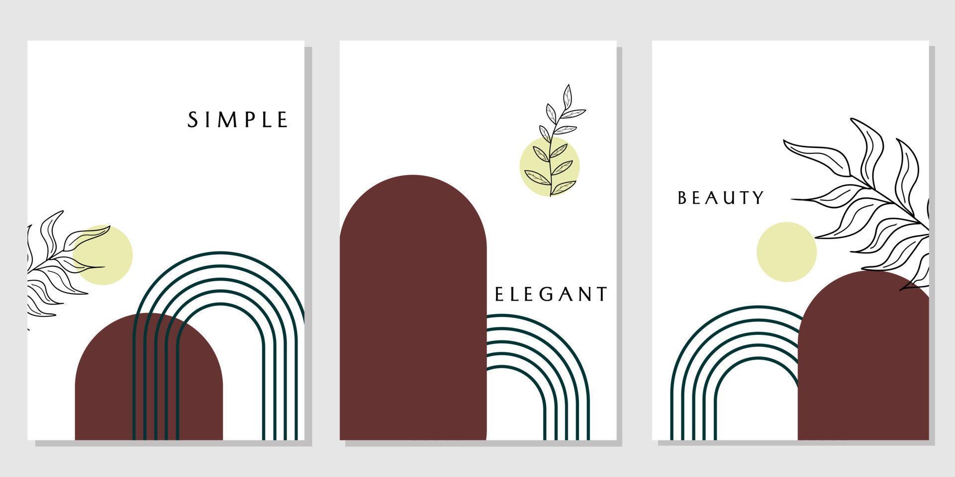 set wanddecoratie sjablonen. esthetisch ontwerp met handgetekende bloemenelementen vector