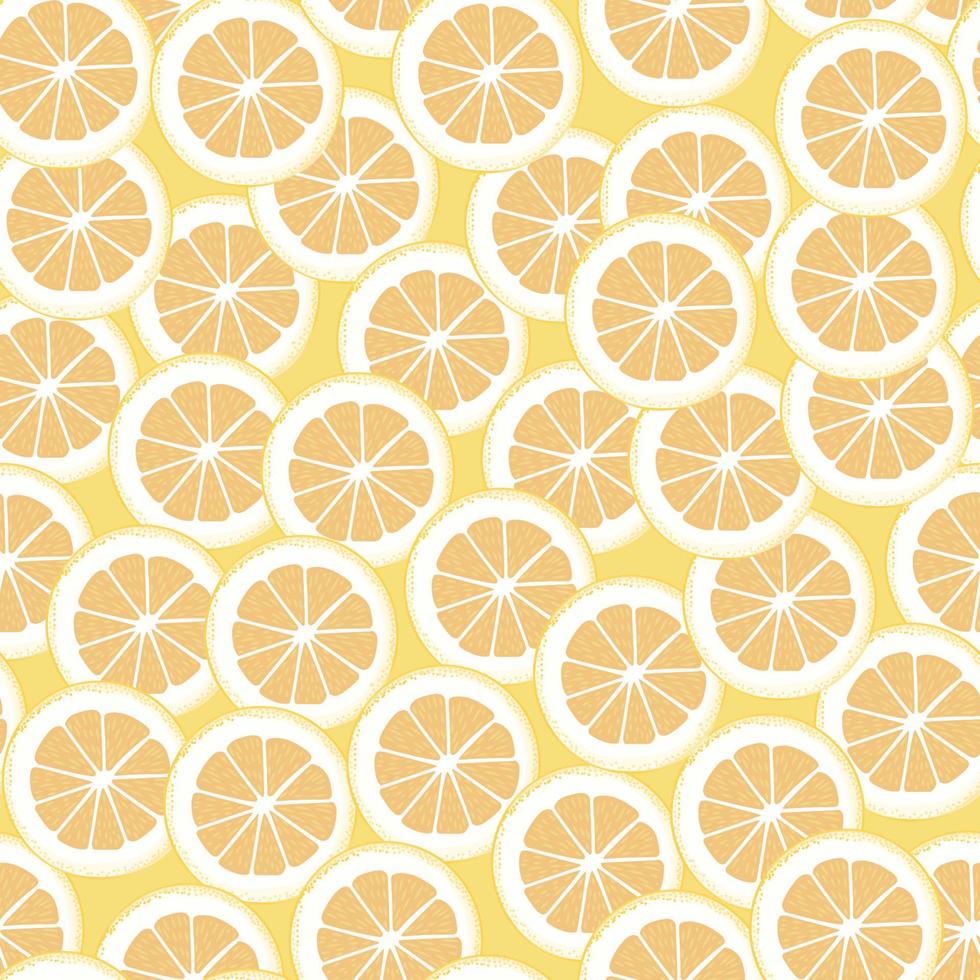 schijfjes citroen op een gele achtergrond, naadloos patroon vector