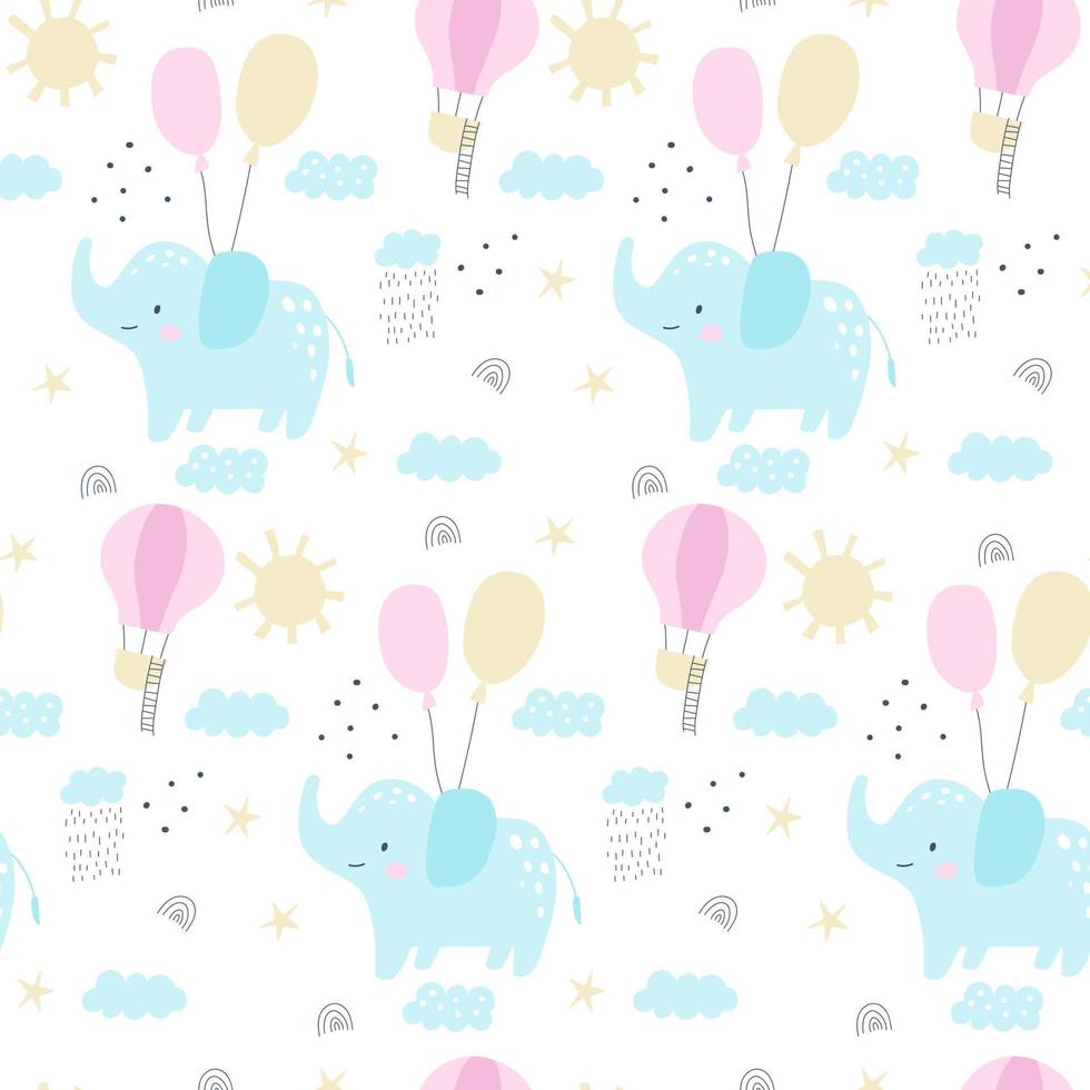 naadloos patroon met schattige olifant. vectorillustraties vector