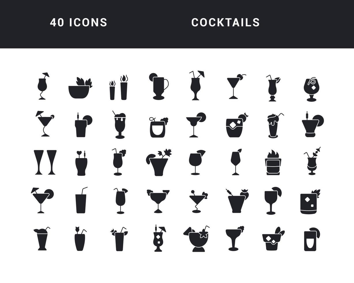 set van eenvoudige iconen van cocktails vector