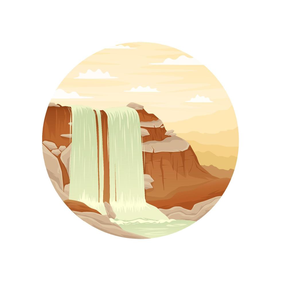 waterval logo ontwerp landschap vector illustratie bruin