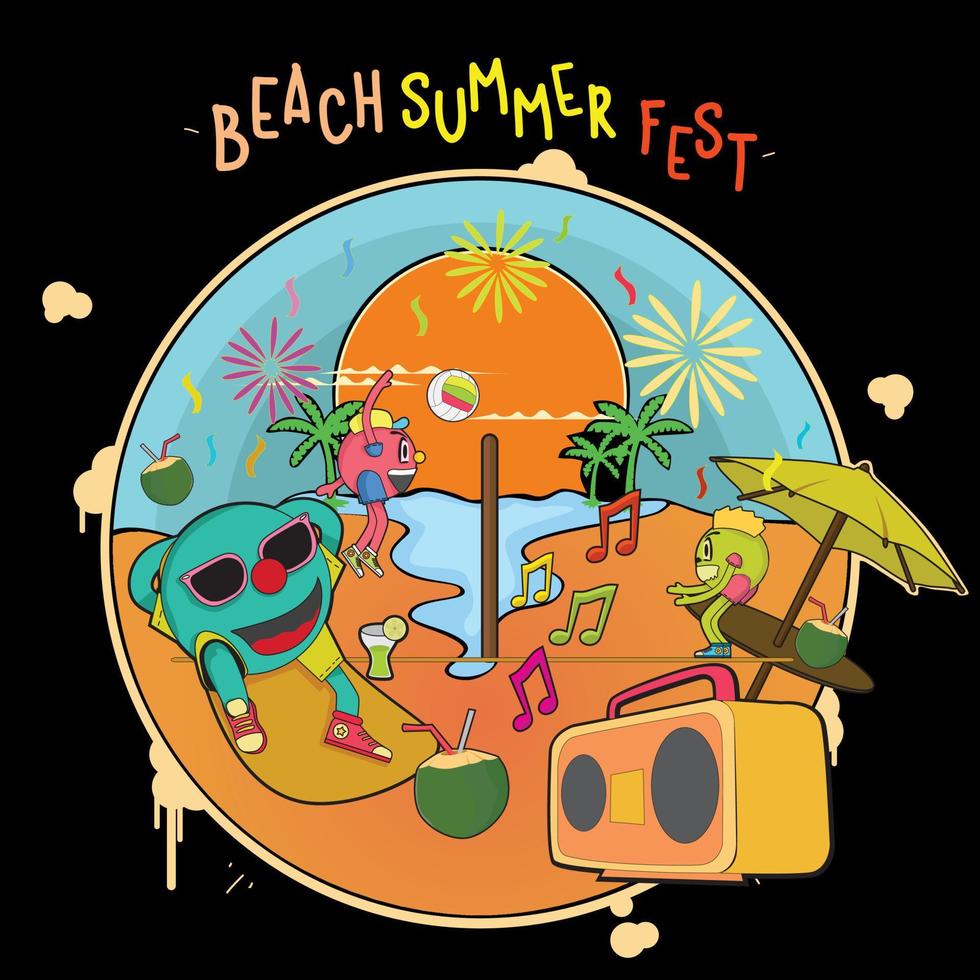 strand zomer fest vintage stijl ontwerp vector