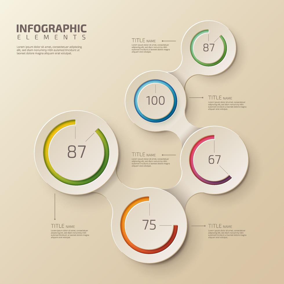 cirkel infographic aantal percentage opties. tijdlijnontwerp met lijnen kan worden gebruikt voor workflowlay-out, diagram, presentatie en webdesign. bedrijfsconcept met 5 opties percentage, stappen vector