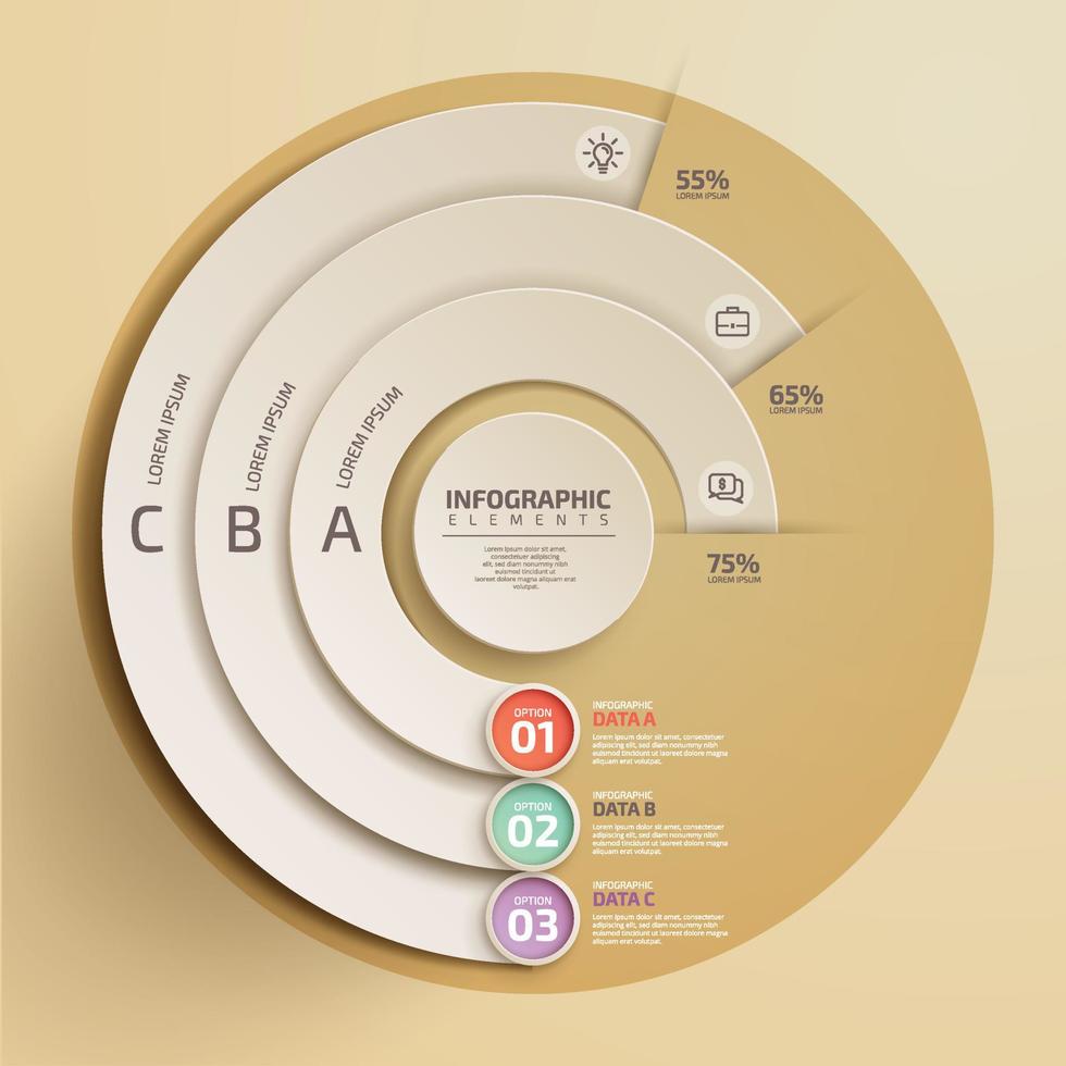 zakelijke infographics cirkel origami stijl vectorillustratie. kan worden gebruikt voor workflowlay-out, banner, diagram, nummeropties, opvoeropties, webdesign. vector