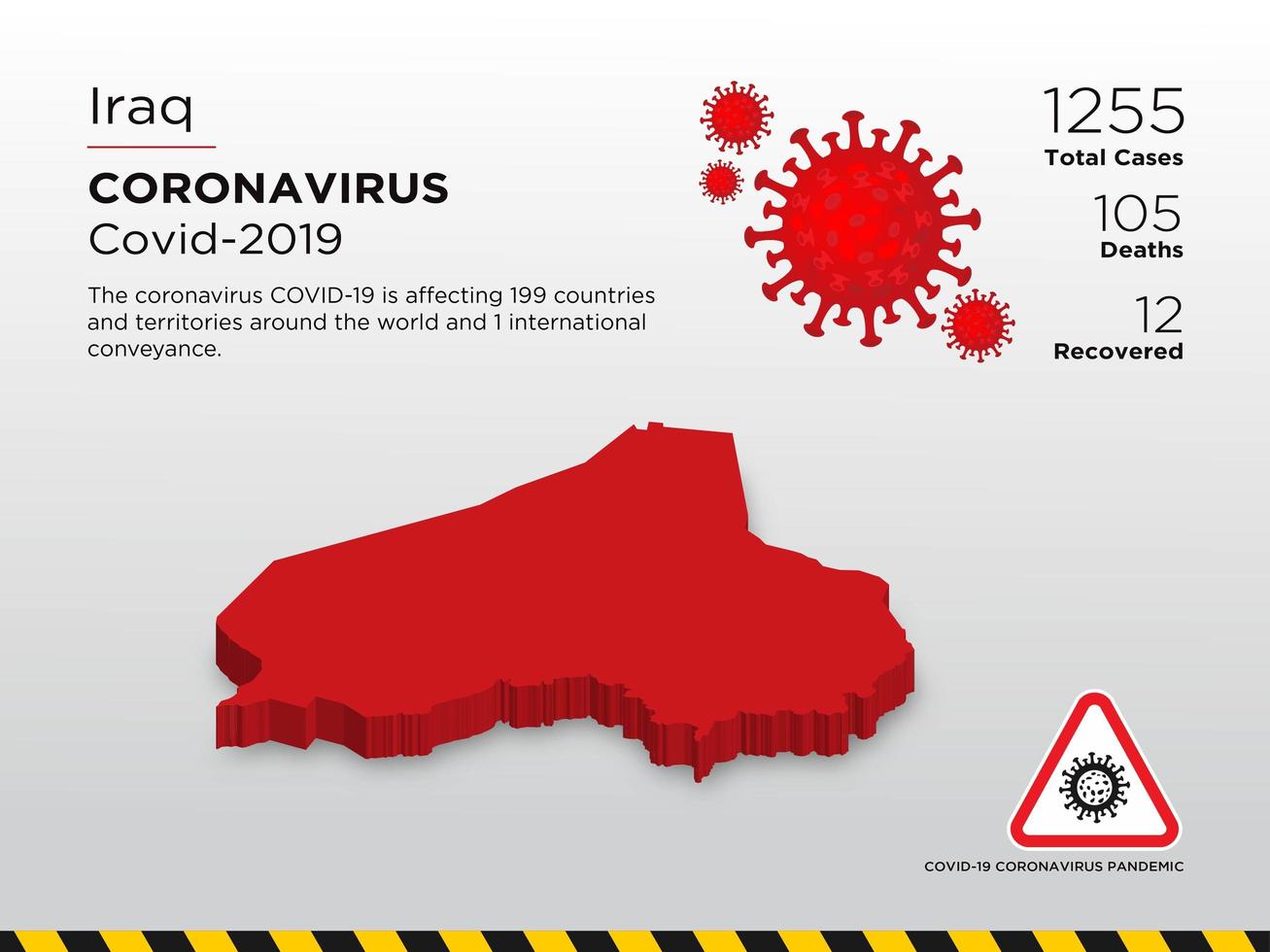 Irak getroffen landkaart van de verspreiding van het coronavirus vector