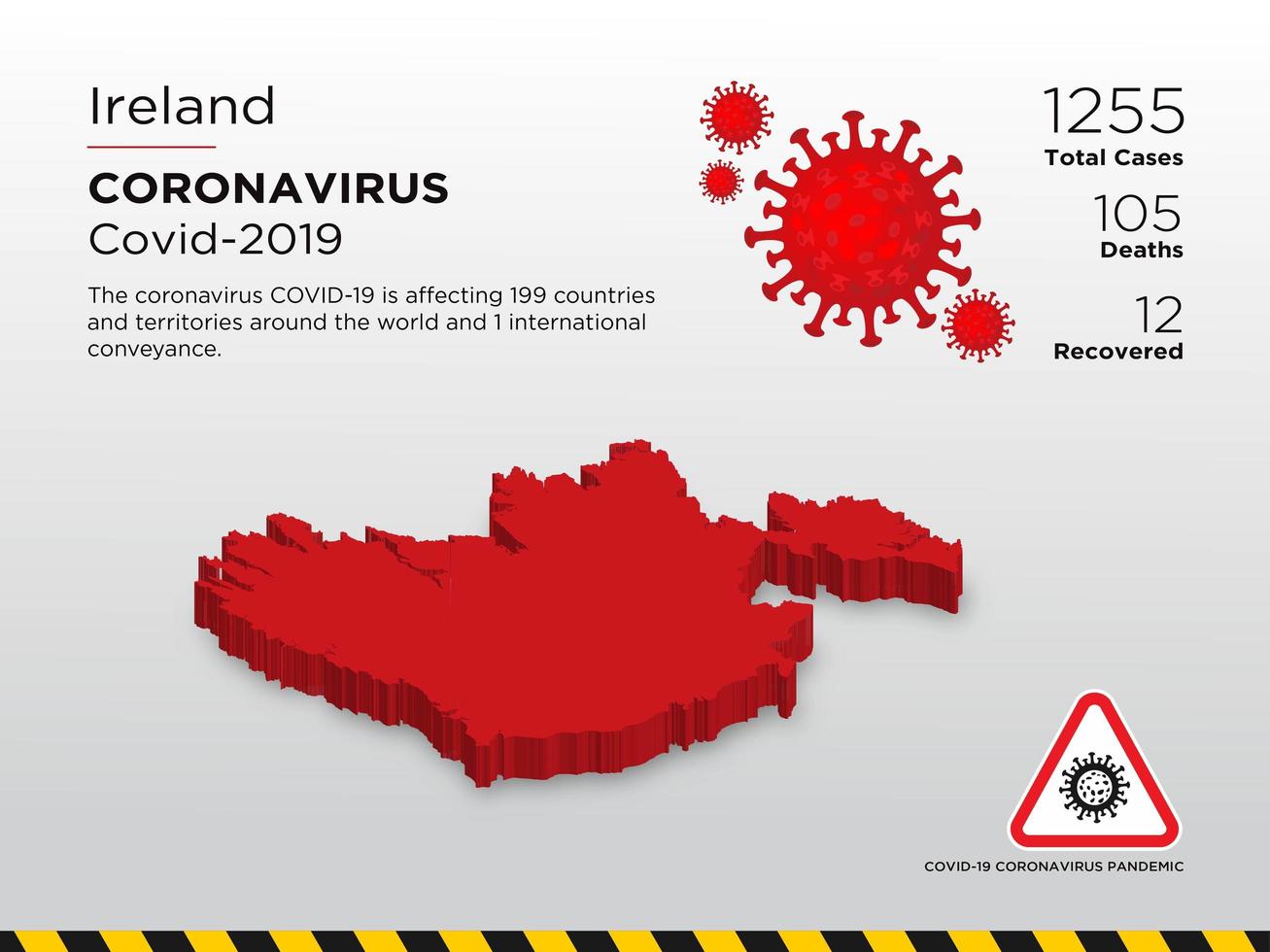 ierland getroffen landkaart van verspreiding van het coronavirus vector