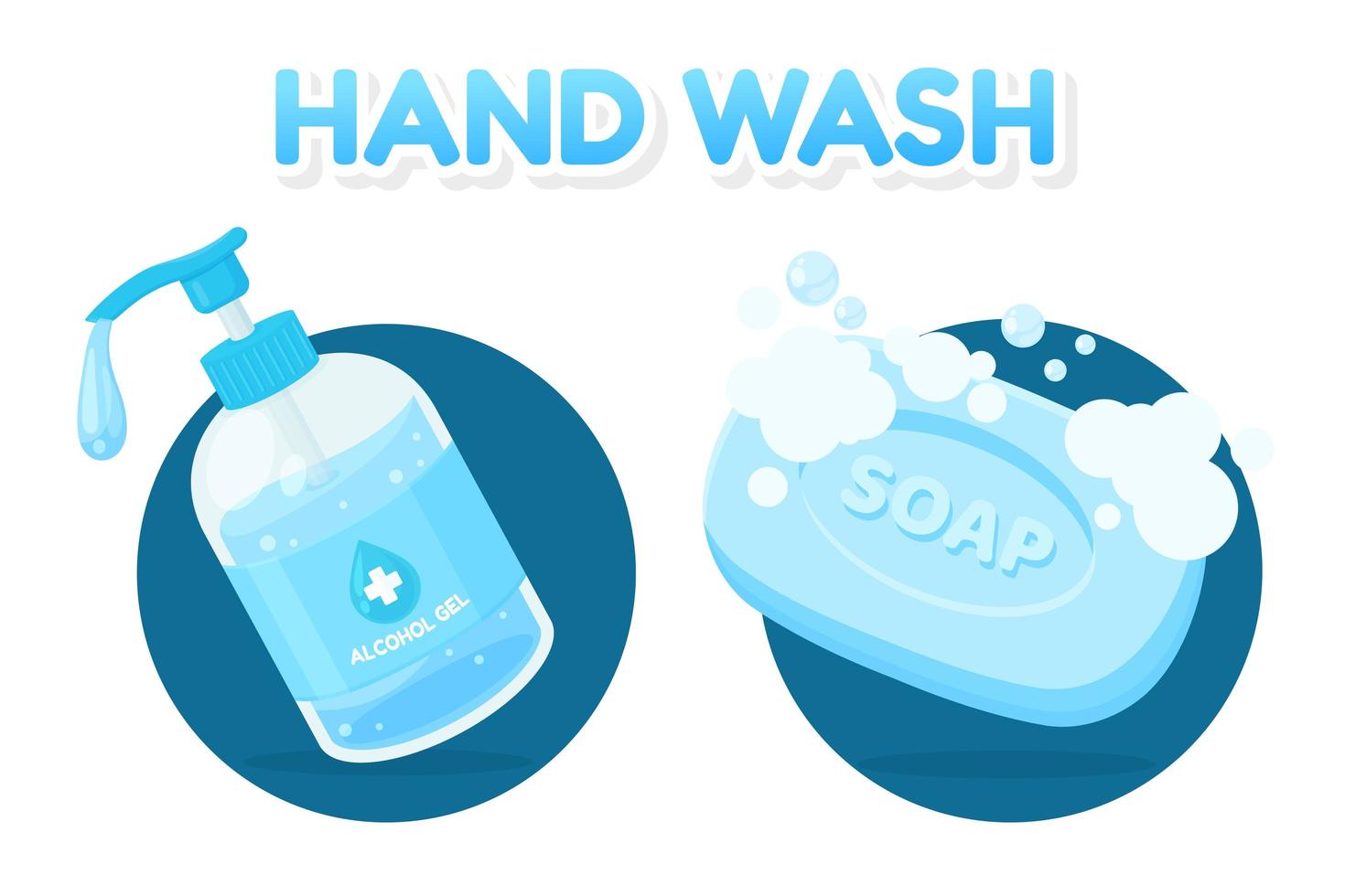 handenwas set met ontsmettingsmiddel en zeep vector