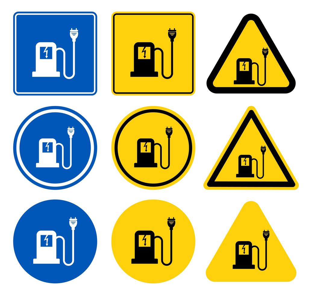 auto opladen teken set vector