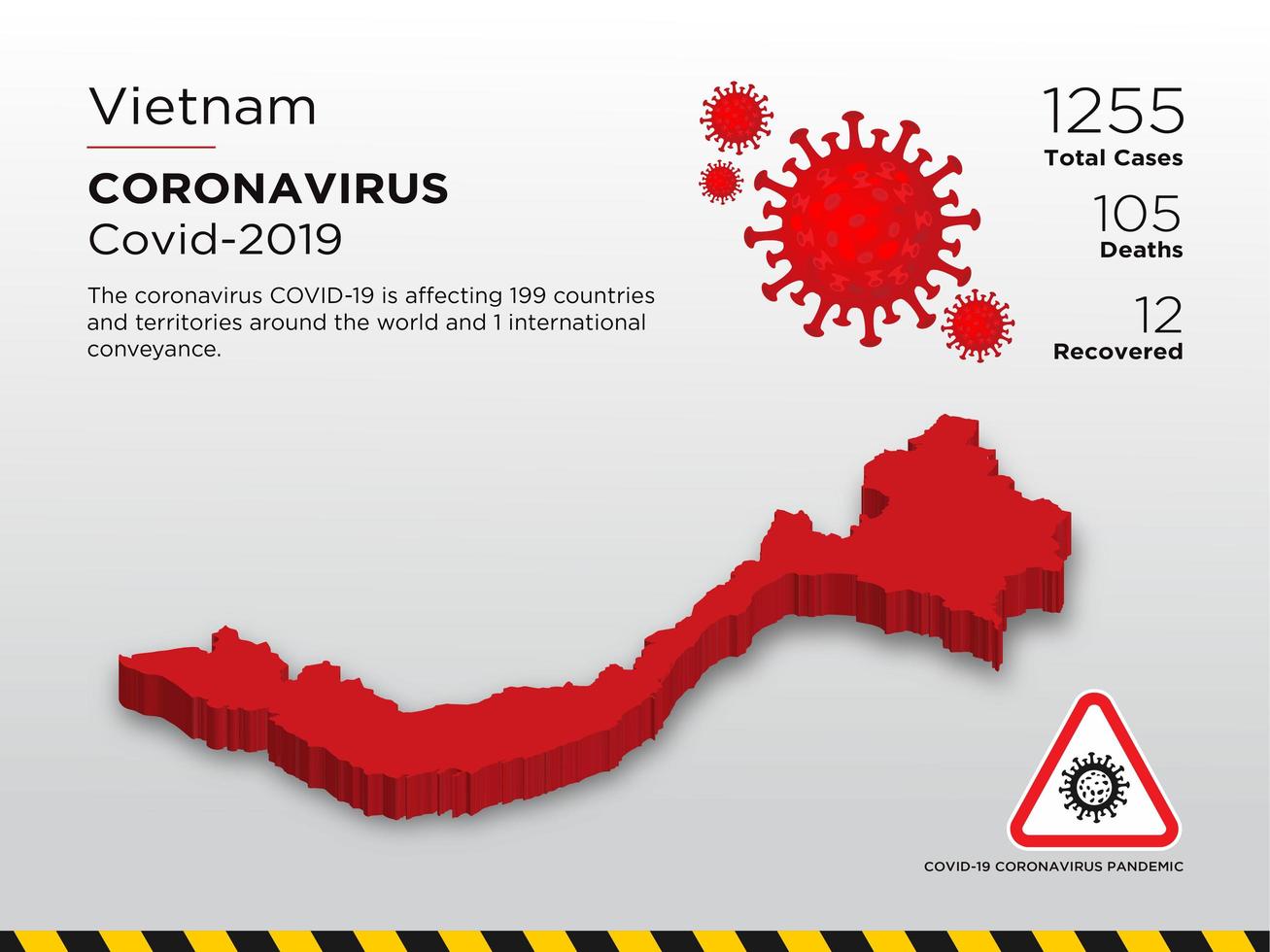 vietnam getroffen landkaart van coronavirus vector