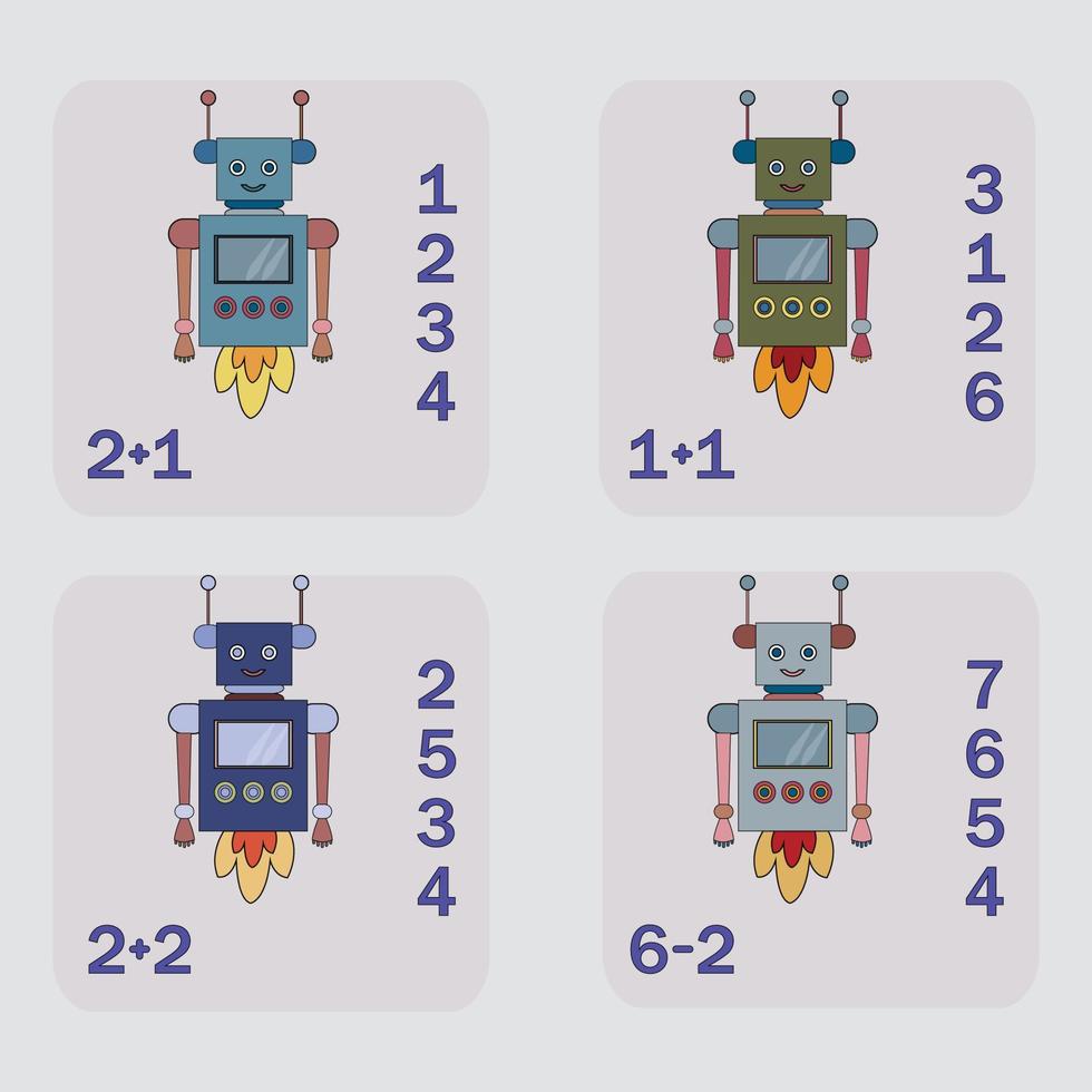 werkblad vectorontwerp, taak om het antwoord te berekenen en verbinding te maken met het juiste nummer. logisch spel voor kinderen. vector